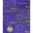Lote 5 de 5 Ecus 1989-1993 plata