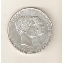 BELGICA 5 Frcs. 1853 Boda plata